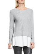 Vince Camuto Contrast Hem Cable Knit Sweater