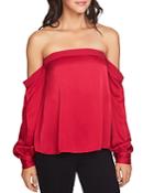 1.state Pleated-sleeve Off-the-shoulder Top