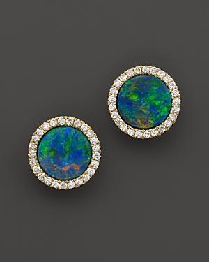 Meira T 14k Yellow Gold Blue Opal And Diamond Stud Earrings