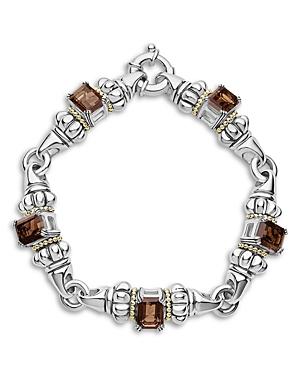 Lagos 18k Yellow Gold & Sterling Silver Glacier Smoky Quartz Link Bracelet