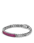 David Yurman Petite Pave Id Bracelet With Pink Sapphires