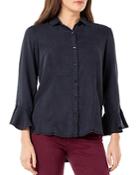 Liverpool Los Angeles Button-front Flounce-sleeve Top