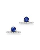 Bloomingdale's Blue Sapphire & Diamond Bar Stud Earrings In 14k White Gold - 100% Exclusive