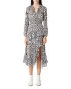 Maje Ribou Zebra-print Ruffle Midi Dress
