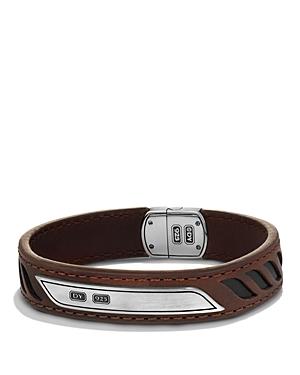 David Yurman Graphic Cable Leather Id Bracelet In Brown