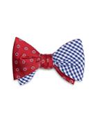 Brooks Brothers Double Sided Dot/gingham Check Self Tie Bow Tie