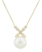 Bloomingdale's Freshwater Pearl & Diamond Pendant Necklace In 14k Yellow Gold, 20 - 100% Exclusive