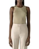 St. John Ribbed Sleeveless Top
