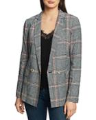 1.state Plaid Double-breasted Blazer