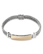 John Hardy 18k Yellow Gold & Sterling Silver Classic Chain Hammered Plate Chain Bracelet