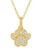 Moon & Meadow 14k Yellow Gold Diamond Paw Print Pendant Necklace, 16-18