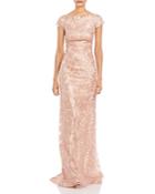 Tadashi Shoji Sequined Cap-sleeve Gown