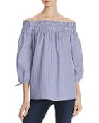 Do And Be Smocked Off-the-shoulder Top In Stripe