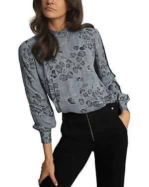 Reiss Sarah Printed Pleated Top