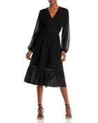 Aqua Swiss Dot V-neck Midi Dress - 100% Exclusive