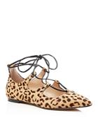 Vince Camuto Emmari Leopard Print Lace Up Pointed Toe Flats