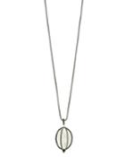 Freida Rothman Industrial Finish Caged Mother-of-pearl Pendant Necklace In Rhodium-plated Sterling Silver, 30