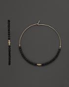 Mizuki 14k Yellow Gold Extra Large Hoop Earrings With Faceted Gold And Onyx Beads