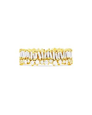 Suzanne Kalan 18k Yellow Gold Fireworks Diamond Baguette & Round Eternity Band