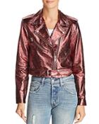 Veda Baby Jane Metallic Leather Moto Jacket
