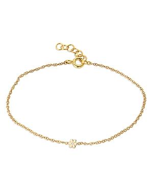 Zoe Lev 14k Yellow Gold Diamond Flower Chain Link Bracelet