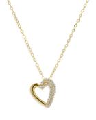 Rachel Reid 14k Yellow Gold Diamond Pave Open Heart Pendant Necklace, 16-20