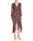 Astr The Label Ruched Drawstring Floral Faux-wrap Dress