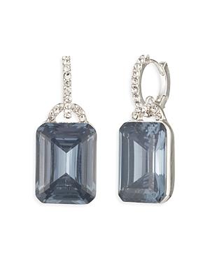 Lauren Ralph Lauren Baguette Stone Charm Pave Hoop Earrings