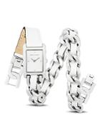Rebecca Minkoff Moment Leather & Chain Wrap Watch, 19mm