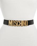 Moschino Women's Logo Buckle Leather Belt