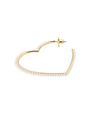 Kate Spade New York Shining Spade Imitation Pearl Heart Hoop Earrings