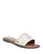 Sam Edelman Women's Geraldine Diamonte Crystal Embossed Leather Slide Sandals