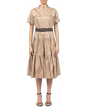 Peserico Belted Flounce Midi Dress