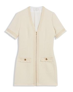 Sandro Louve Logo Jacquard Tweed Dress