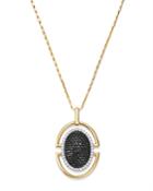Bloomingdale's Black & White Pave Diamond Oval Pendant Necklace In 14k Yellow Gold - 100% Exclusive