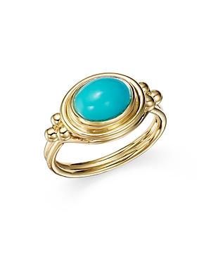 Temple St. Clair 18k Classic Horizontal Oval Ring With Turquoise