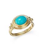 Temple St. Clair 18k Classic Horizontal Oval Ring With Turquoise