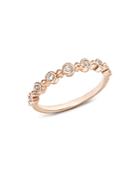 Bloomingdale's Diamond Bezel Beaded Stacking Ring In 14k Rose Gold, 0.10 Ct. T.w. - 100% Exclusive