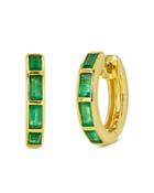 Rachel Reid 14k Yellow Gold Emerald Baguette Huggie Hoop Earrings