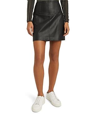 Reiss Farleigh Seamed Leather Mini Skirt