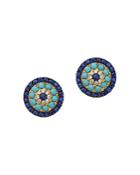Bloomingdale's Diamond, Blue Sapphire & Turquoise Stud Earrings In 14k Yellow Gold - 100% Exclusive
