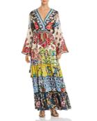 Johnny Was Dibble Mixed-print Tiered Maxi Dress