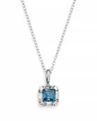 Bloomingdale's London Blue Topaz & Diamond Square Pendant Necklace In 14k White Gold, 18 - 100% Exclusive