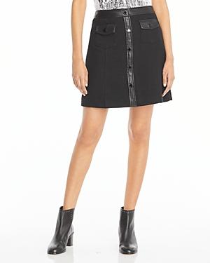 Karl Lagerfeld Paris Faux Leather Trimmed Tweed Mini Skirt