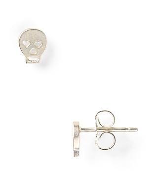 Dogeared Little Things Mini Silver Skull Earrings