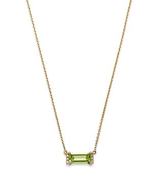 Bloomingdale's Peridot & Diamond Accent Bar Necklace In 14k Yellow Gold, 16-18 - 100% Exclusive