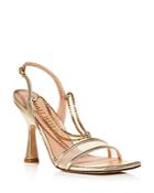 Stuart Weitzman Women's Roxanna Square Toe Chain & Mesh High Heel Slingback Sandals