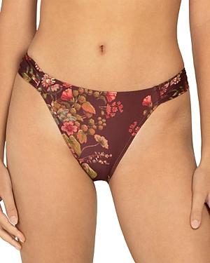 Peony Printed Shirred Bikini Bottom