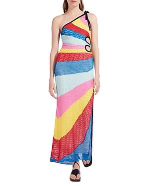 Staud Alpes One Shoulder Striped Knit Maxi Dress