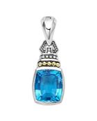 Lagos 18k Yellow Gold And Sterling Silver Caviar Color Pendant With Swiss Blue Topaz